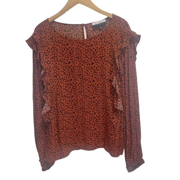 ElOQUII ELEMENTS orange and black long sleeve‎ blouse - Picture 2 of 4